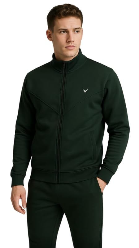 CAPICHINO Men Two Piece Tracksuit Set | Winter Pajama & Jacket Combo | Stylish Sportswear for (Green,Large) - Image 4