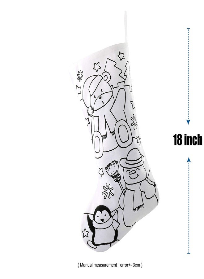 WEWILL 18’’ DIY Christmas Stockings Color Your Own Personalized Xmas Stockings Creative Gift Bag for Kids Family Friends Home Holiday Decoration Santa Claus Snowman Reindeer Penguin, 3pcs - Image 3