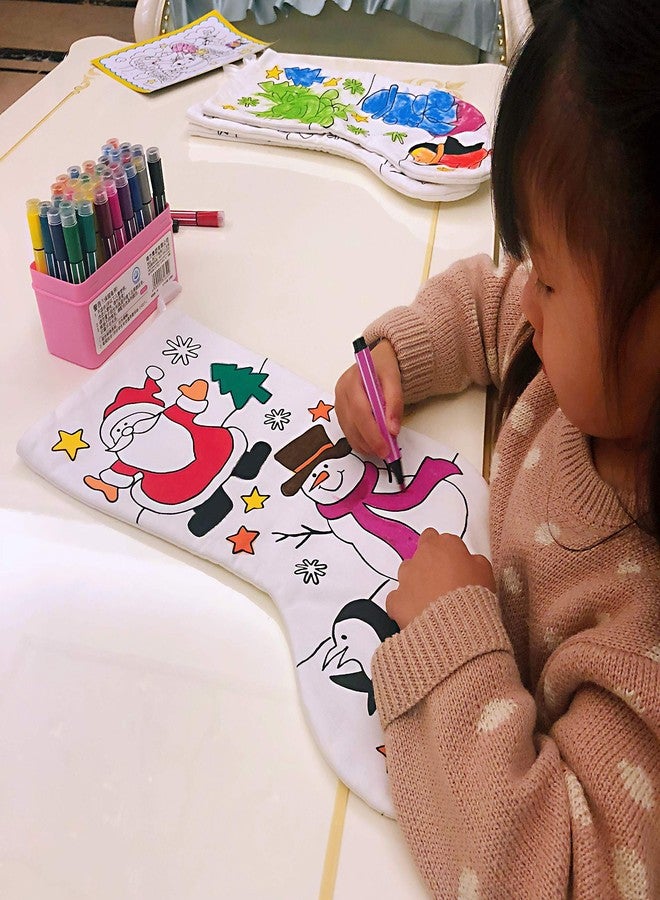 WEWILL 18’’ DIY Christmas Stockings Color Your Own Personalized Xmas Stockings Creative Gift Bag for Kids Family Friends Home Holiday Decoration Santa Claus Snowman Reindeer Penguin, 3pcs - Image 2