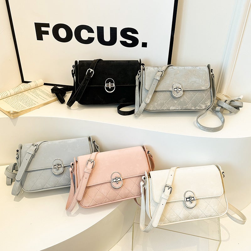 Embroidered Thread Classic Fashion Underarm Small Square Bag 2025 Spring New Lock Small White Sa Commuter Women'S Shoulder Bag - Image 4