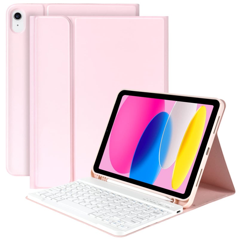 KBCASE for iPad 10th Generation Case with Keyboard (10.9", 2022) Keyboard Case for iPad 10th Generation (A2757/A2777/A2696), Detachable Buletooth Keyboard with Pencil Holder, Flip Stand,UK Layout - Image 1