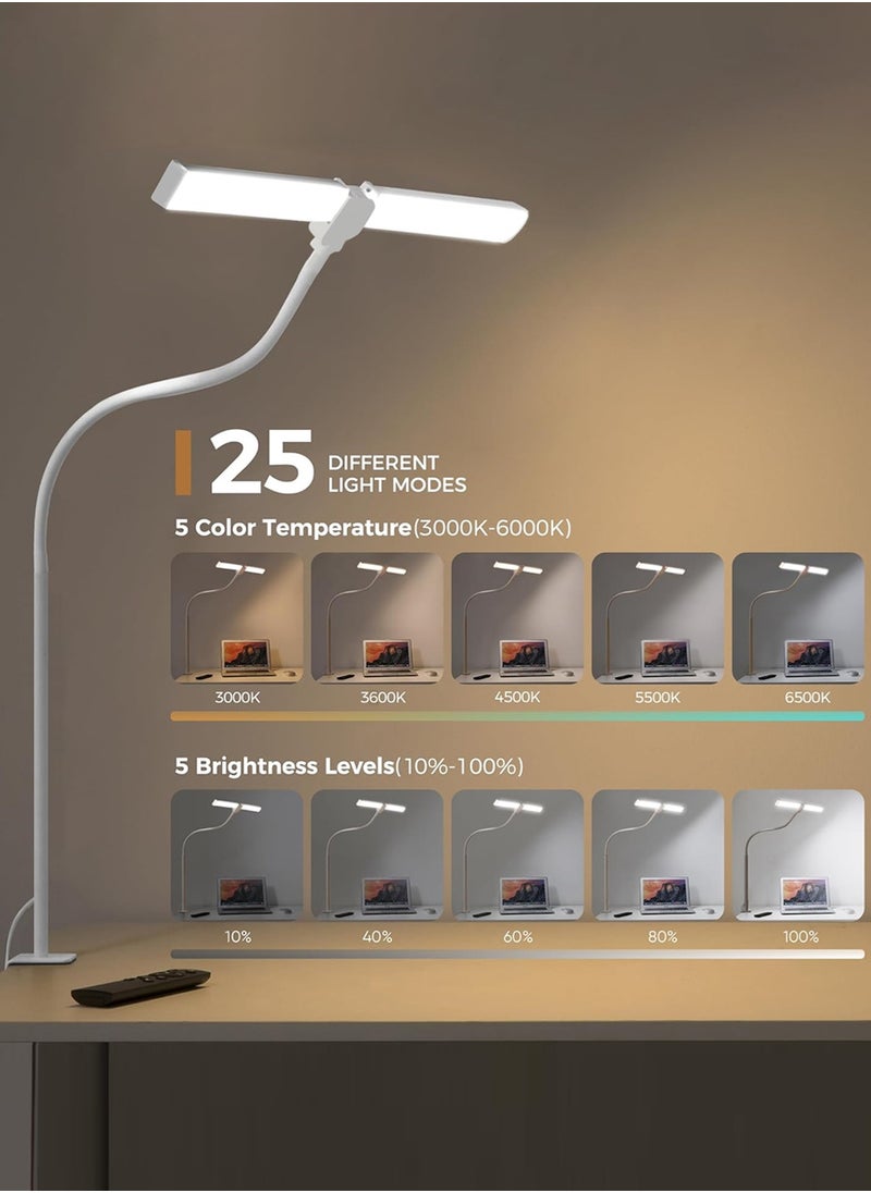 LOOPITYS Led Desk Lamp for Home Office, Eye-Care Architect Light with Clamp, Adjustable Flexible Gooseneck,25 Lighting Models  - Image 2