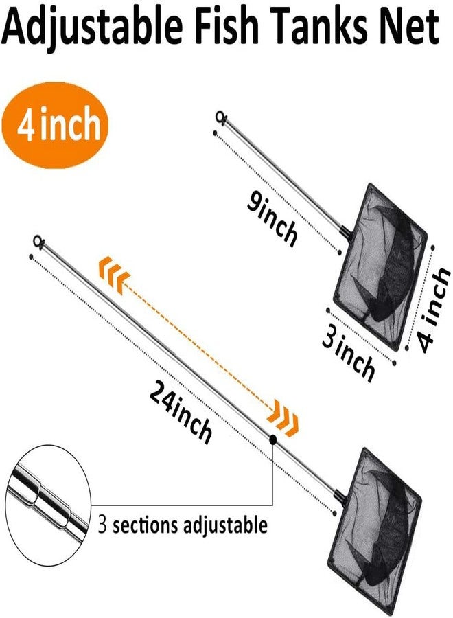 Grepol-V Fish Net for Fish Tank, Fine Mesh Aquarium Net with 9-24 Inch Stainless Steel Long Handle, Extendable Fishing Tank Net for Fish Shrimp Tank, Pond, Creek (4 inch) - Image 2