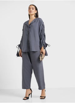 hayas closet Drawstrings Stylish Blouse & Pants Set  - Image 1