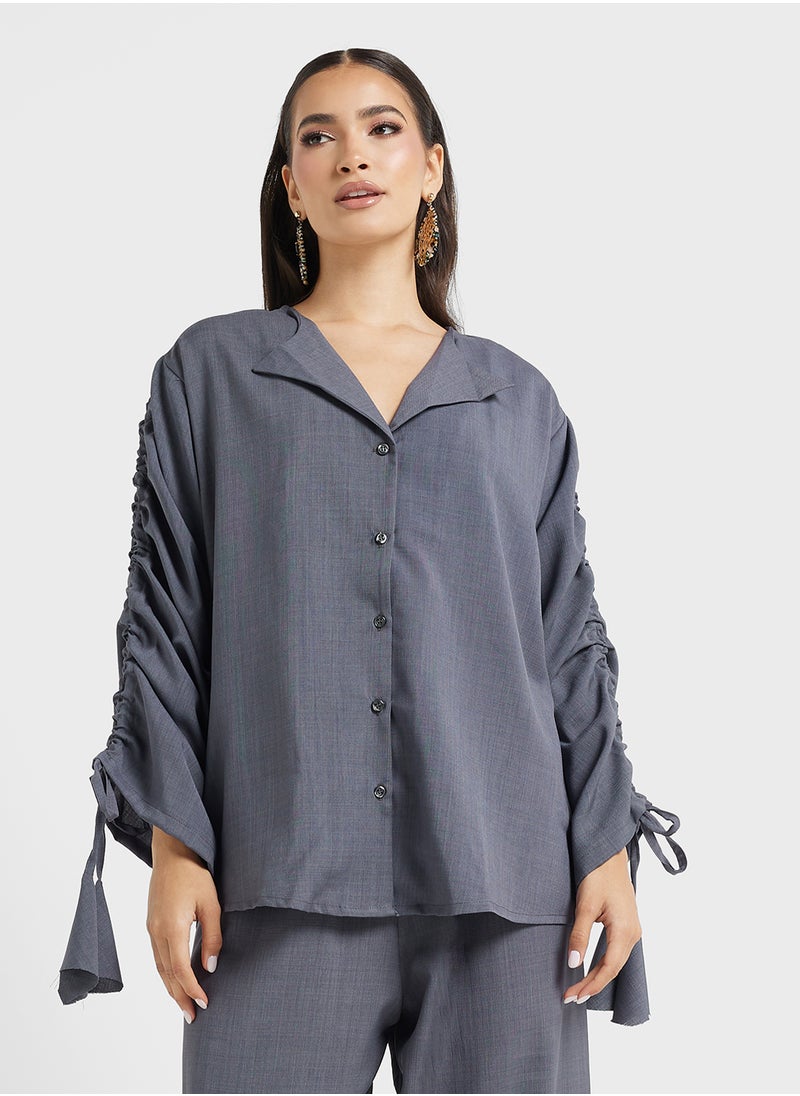 hayas closet Drawstrings Stylish Blouse & Pants Set  - Image 3