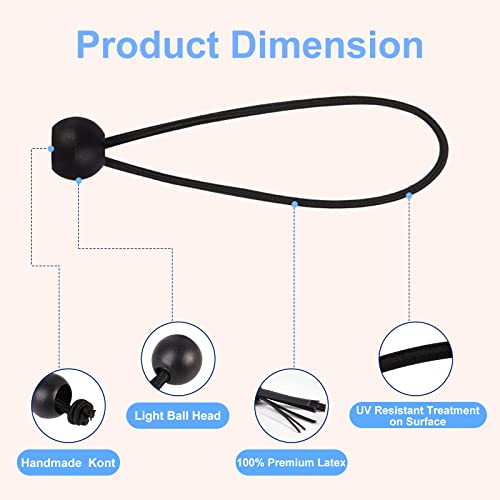 Skytened 30PCS of 3 Sizes Ball Bungee Cords, 6, 9, 11 Inch Tarp Canopy Bungee Balls, Heavy Duty Tie Down Cord for Shelter, Gazebo, Camping, Tent, Cargo, Holding Wire and Hoses (Ball Size 1 inch) - Image 2