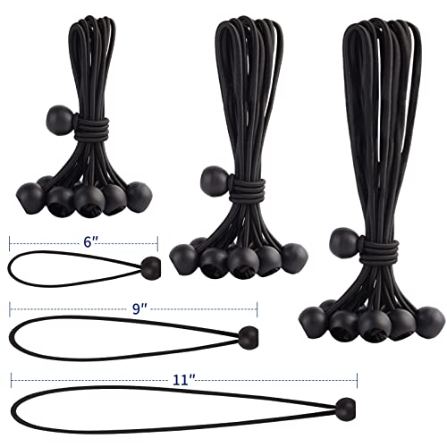 Skytened 30PCS of 3 Sizes Ball Bungee Cords, 6, 9, 11 Inch Tarp Canopy Bungee Balls, Heavy Duty Tie Down Cord for Shelter, Gazebo, Camping, Tent, Cargo, Holding Wire and Hoses (Ball Size 1 inch) - Image 1