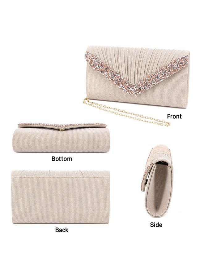 Naimo Pleated Evening Bag Glitter Rhinestone Clutch Purse Envelope Handbag for Bridal Wedding Formal Party - Image 2