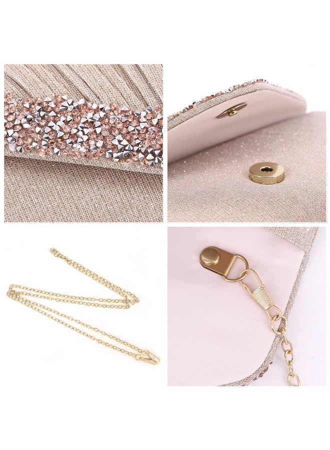 Naimo Pleated Evening Bag Glitter Rhinestone Clutch Purse Envelope Handbag for Bridal Wedding Formal Party - Image 4