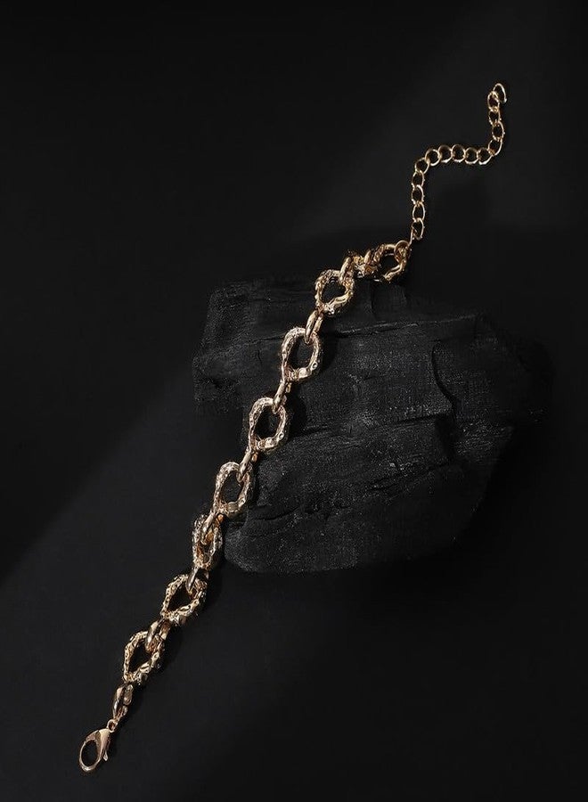 SOHI Women The Hammered Orb-Link Chain Bracelet | California Gold Colour | One-Size | Metallic Alloy Material | Lobster Clasp Closure | Bracelet For Casual - Image 2