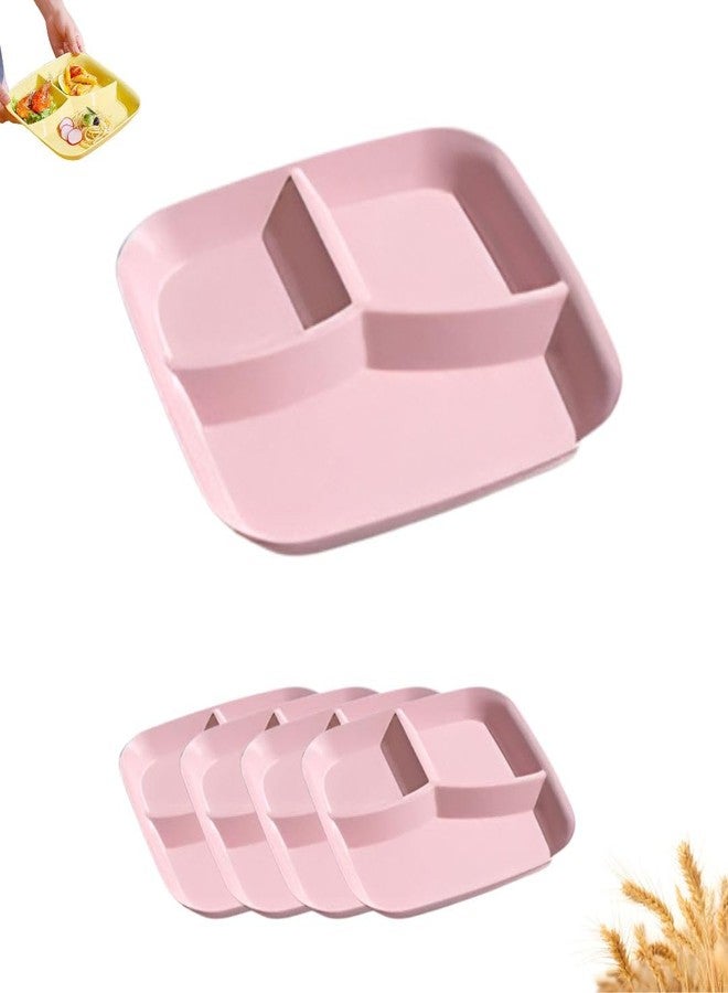 FLOXIT 4 Pcs Kids Divided Dinner Plate, 3 Pocket Plates for Adults, Various Percentage Portion Plates for Adults Kids, Kids Plates with Sections, Divided Sections Dinner Plate Pink - Image 1