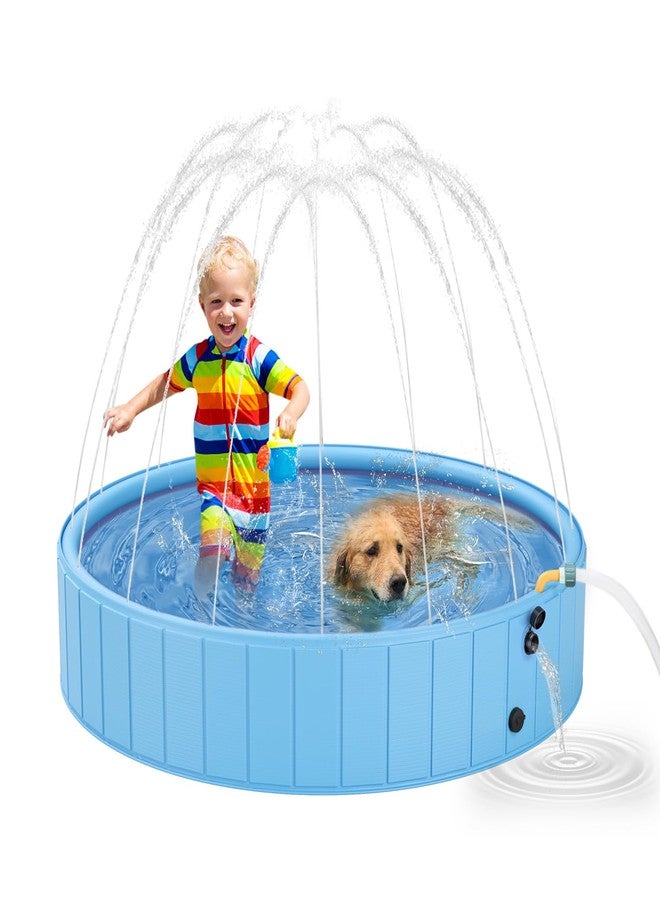 YSJILIDE Dog Pools for Large Dogs, 2-in-1 Sprinkler Pool for Kids Non-Slip Dog Swimming Pool for Outdoor Backyard Kids Dogs Ducks and Pet Baths 48" x 12" - Image 1