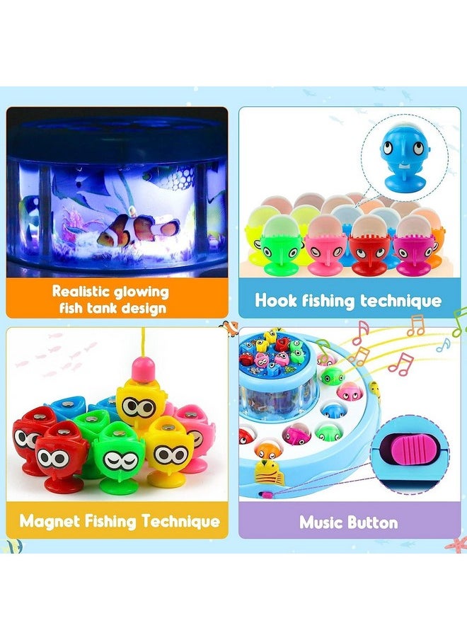 Munchkin Land Plastic Musical Rotating Fishing Games Outdoor Sports Toys For Kids, Multicolour, 6 Fishes, A Tree, 2 Fishing Rods  - Image 3