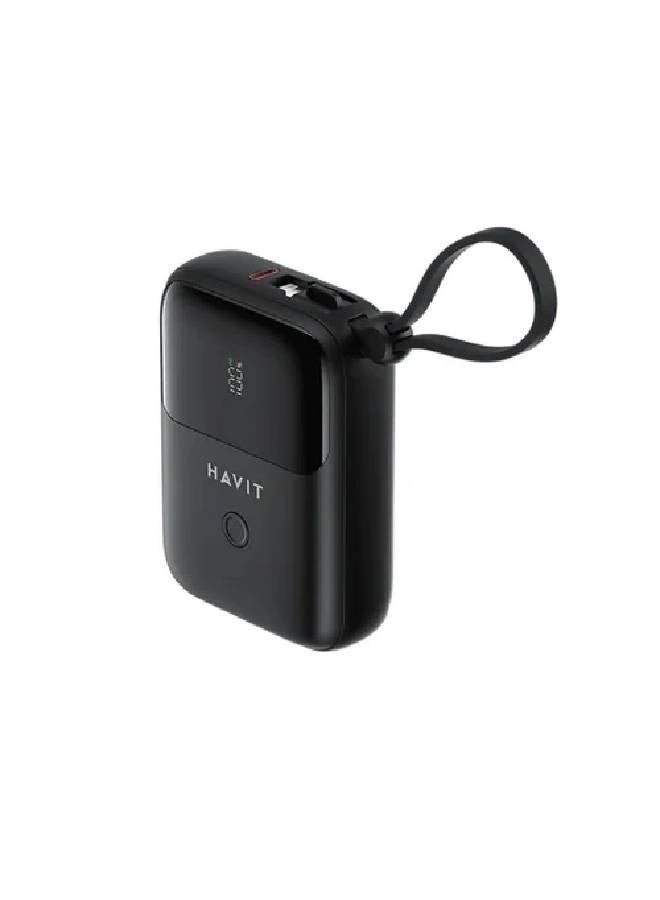 havit Havit Power Bank 10000mAh With USB-C - Lighting Cable - Black - Image 1