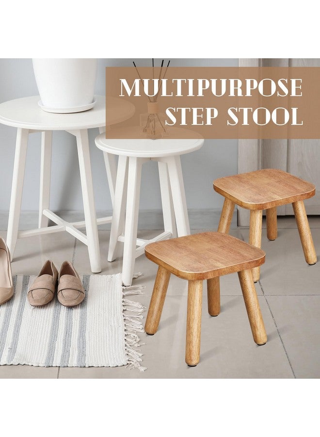 Chunful 2 Pcs Small Wooden Step Stool for Bathroom 9 Inch Decorative Cute Footstool Mini Vintage Shower Stools for Sitting Square Short Chair for Bathroom Plant Decor Stand - Image 3