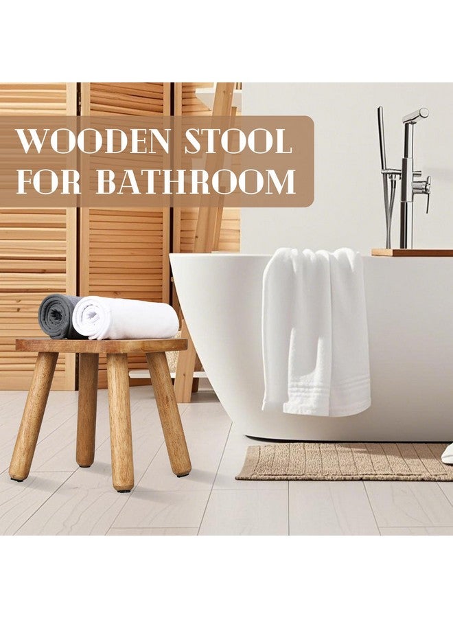 Chunful 2 Pcs Small Wooden Step Stool for Bathroom 9 Inch Decorative Cute Footstool Mini Vintage Shower Stools for Sitting Square Short Chair for Bathroom Plant Decor Stand - Image 4