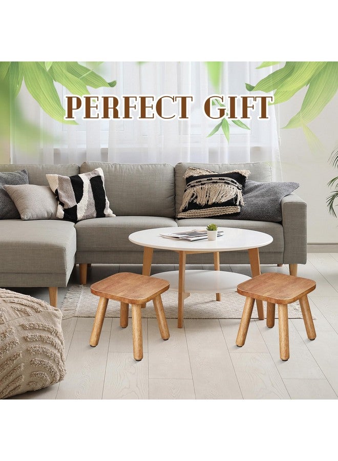 Chunful 2 Pcs Small Wooden Step Stool for Bathroom 9 Inch Decorative Cute Footstool Mini Vintage Shower Stools for Sitting Square Short Chair for Bathroom Plant Decor Stand - Image 5