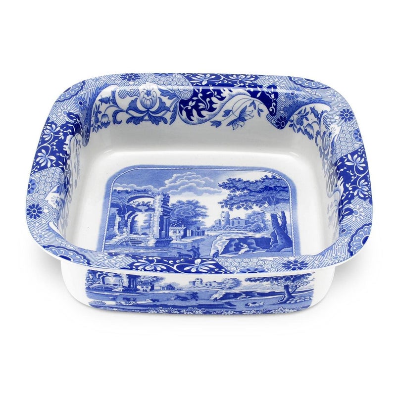 Spode Blue Italian Square Dish  10 Inch Baking Dish for Serving Lasagna Casserole and Vegetables  Made from Fine Porcelain  Microwave and Dishwasher Safe