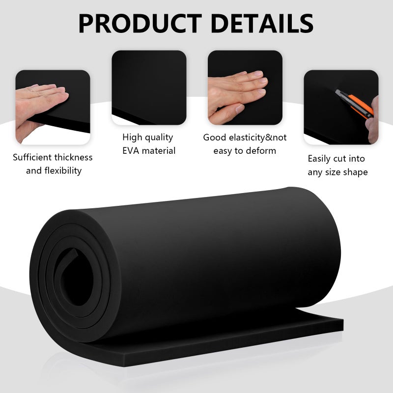 MEARCOOH 15mm Thick Black Eva Foam Cosplay Sheets roll, 13.9" x 39" Premium eva Craft Foam for Cosplay Costume - Image 3