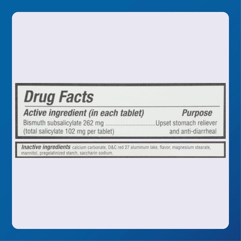 MAJOR Bismuth Subsalicylate 262mg Chewables  Offers Heartburn Indigestion Nausea Diarrhea and Upset Stomach Relief  Antidiarrheal  30 Chewable Tablets - Image 5