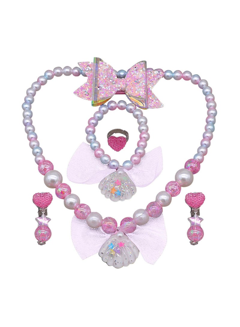 KASTWAVE Girls Neckace Bracelet Set, Little Girls Earring Ring,Great Costume Jewelry for Children Pretend/Dress Up/Toddler/Little Girls( Candy Colors)  - Image 1