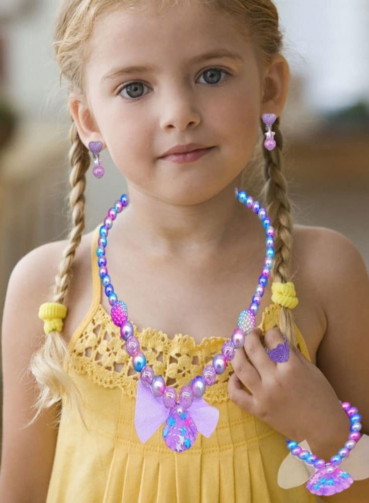 KASTWAVE Girls Neckace Bracelet Set, Little Girls Earring Ring,Great Costume Jewelry for Children Pretend/Dress Up/Toddler/Little Girls( Candy Colors)  - Image 5