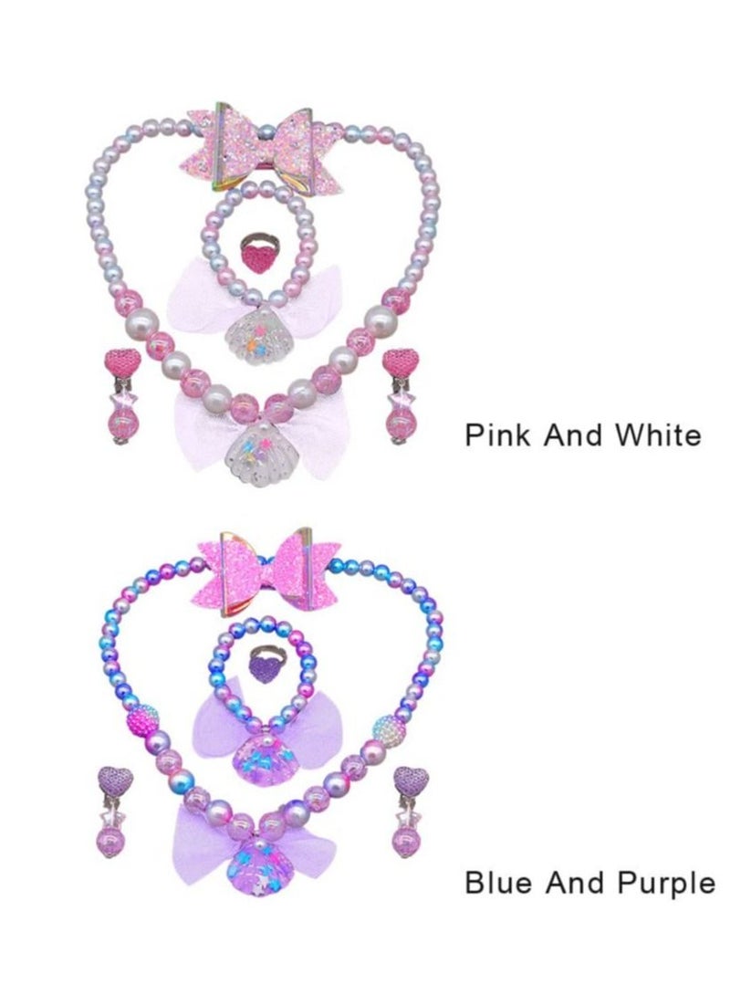 KASTWAVE Girls Neckace Bracelet Set, Little Girls Earring Ring,Great Costume Jewelry for Children Pretend/Dress Up/Toddler/Little Girls( Candy Colors)  - Image 2