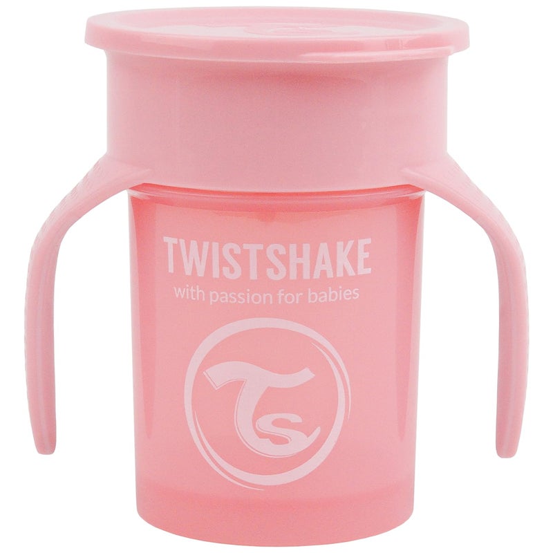 TWISTSHAKE TWISTSHAKE 360 Sippy Cups Premium 230ml Baby Sippy Cups for MessFree Independent Drinking Pastel Pink