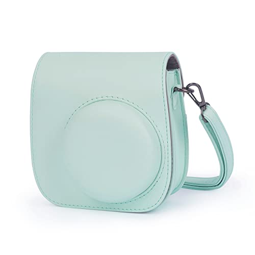 Phetium Instant mini 12 Camera Protective Case Compatible with Instax Mini 12 11,PU Leather Bag with Pocket and Adjustable Shoulder Strap (Mint Green) - Image 1
