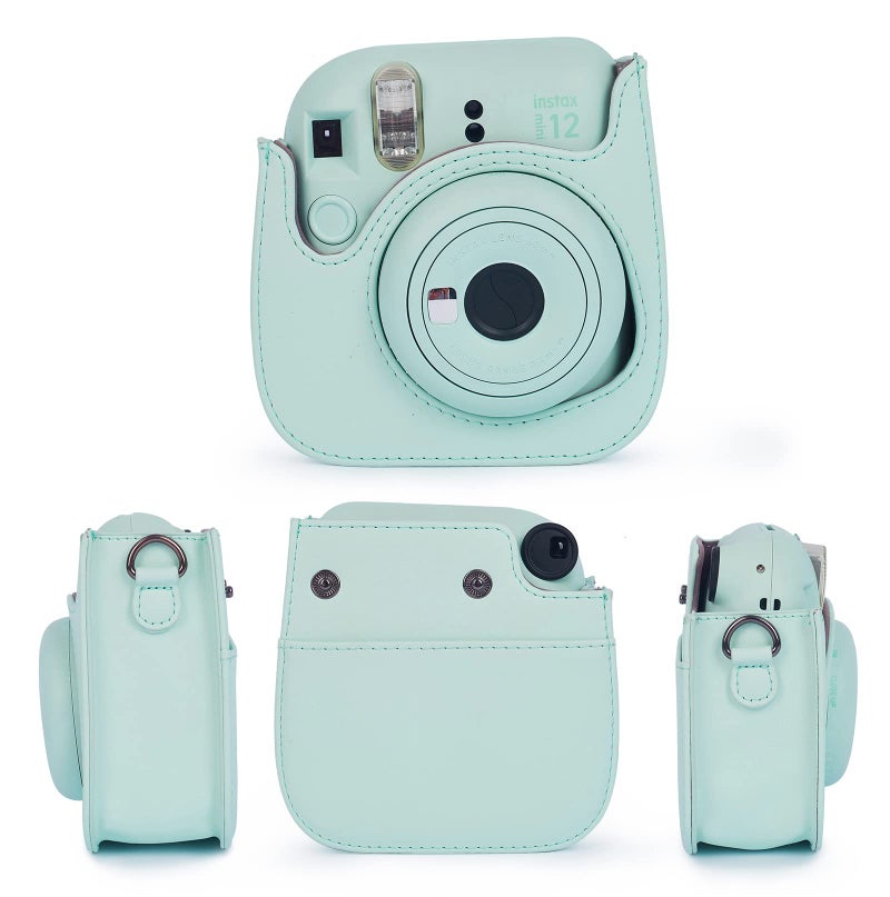 Phetium Instant mini 12 Camera Protective Case Compatible with Instax Mini 12 11,PU Leather Bag with Pocket and Adjustable Shoulder Strap (Mint Green) - Image 2