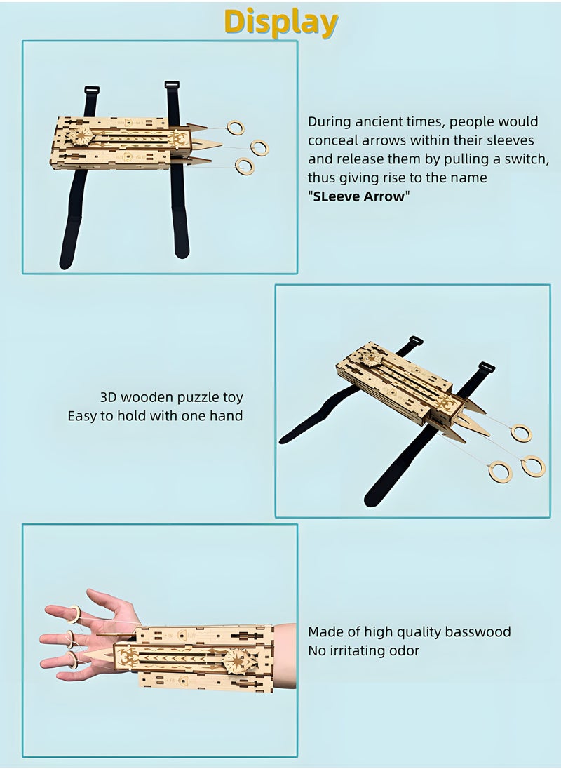 Generic - Sleeve Arrow - 3D Wooden Puzzle, Catapult Concealed Game Props Model Kits for Teens and Adults - Unique Toy Gifts for Ages 12 and Up, Fun and Challenging Build, Best Gift Ideas - Image 1