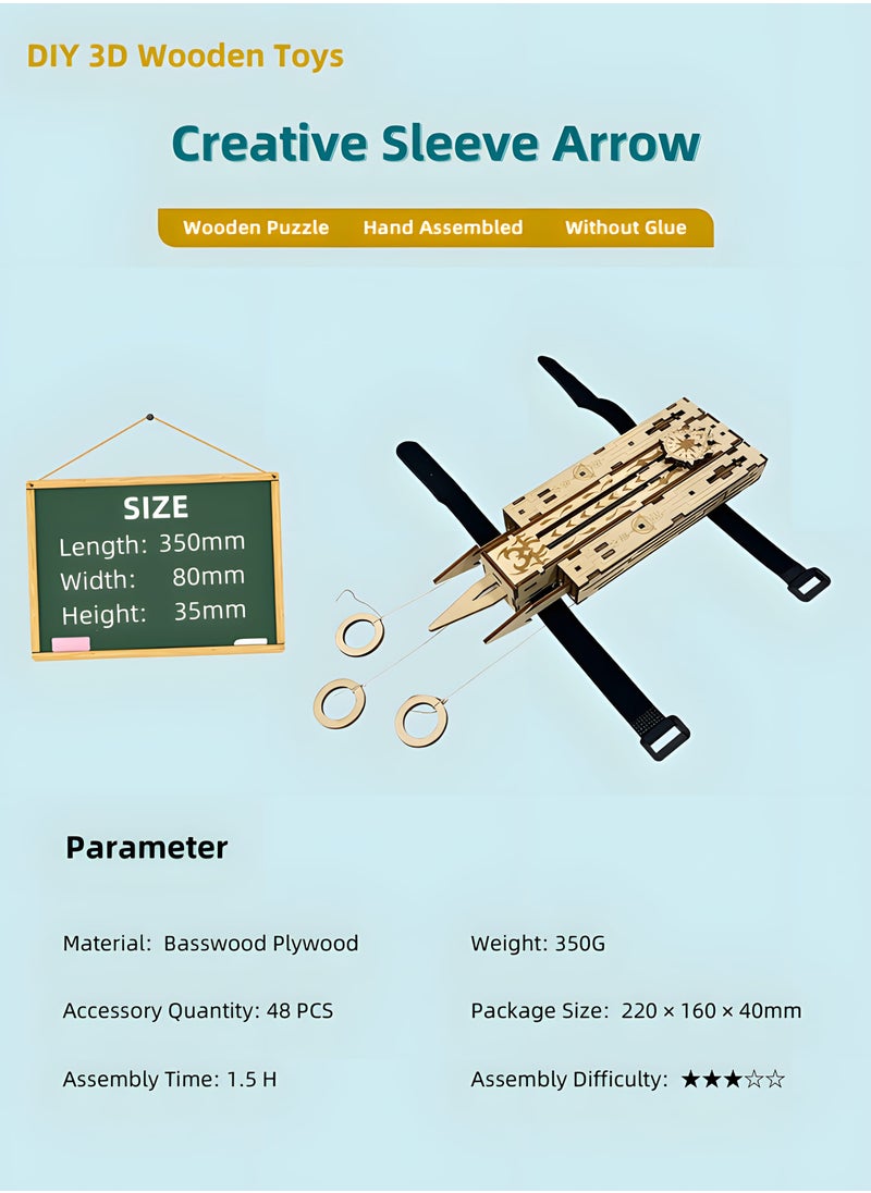 Generic - Sleeve Arrow - 3D Wooden Puzzle, Catapult Concealed Game Props Model Kits for Teens and Adults - Unique Toy Gifts for Ages 12 and Up, Fun and Challenging Build, Best Gift Ideas - Image 1