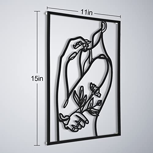 AGIOTA 3 Pcs Wall Decor Above Bed Minimalist Wall Art for Living Room Metal Line Art - Female Body, Black Room Decor for Bedroom Modern Wall Art for Indoor 15inch - Image 4