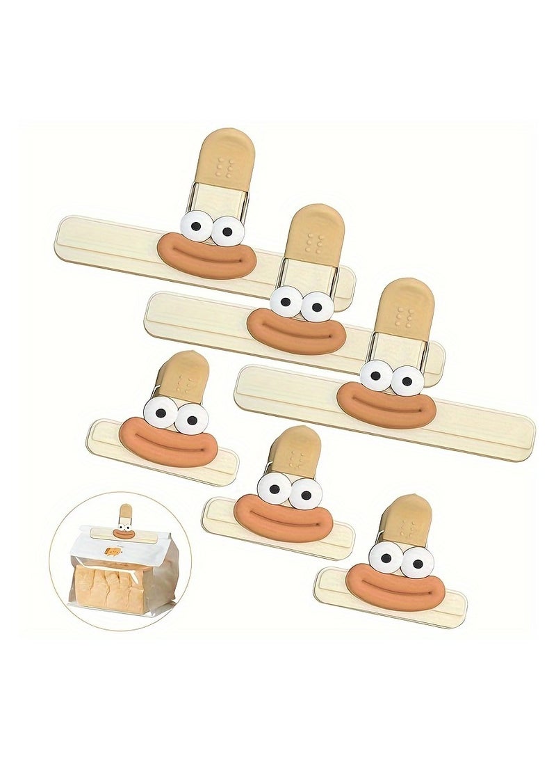 6PCS Cartoon Potato Chip Bag Clips - Heavy Duty Plastic Food Sealer Clips for Snacks, Bread, Candy (3 Large & 3 Small) - Airtight Kitchen Storage Clamps with Non-Slip Grip  - Image 1