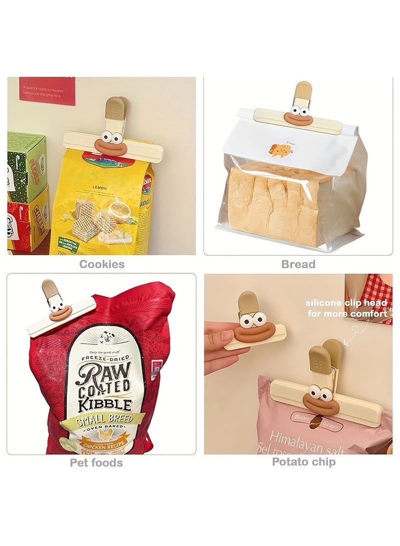 6PCS Cartoon Potato Chip Bag Clips - Heavy Duty Plastic Food Sealer Clips for Snacks, Bread, Candy (3 Large & 3 Small) - Airtight Kitchen Storage Clamps with Non-Slip Grip  - Image 4