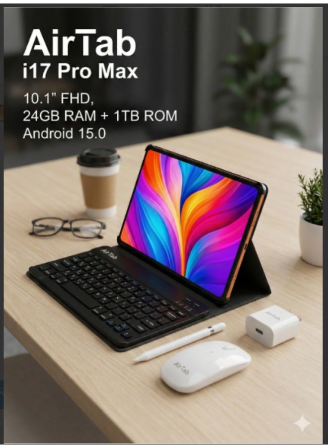 إيرتاب تابلت AirTab i17 Pro Max 24GB ثنائي الشريحة الذاكرة: 24 جيجا بايت رام + 1 تيرا بايت ROM الكاميرا: 13 ميجا بكسل أمامية + 30 ميجا بكسل خلفية لإجراء مكالمات عالية الدقة والتصوير الواضح - Image 2