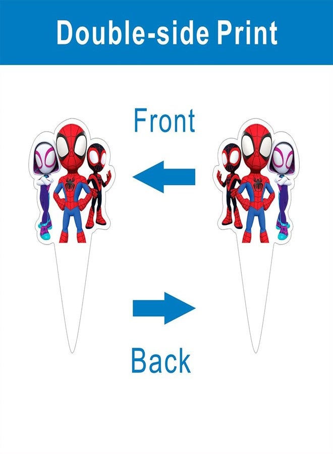 BNFUO 25pcs Spider and His Friends Cake Decorations with 24pcs Cupcake Toppers, 1pcs Cake Topper for Wrestling Birthday Party Supplies - Image 4