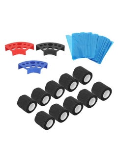 Thoraya 200pcs Blue Tattoo Pen Machine Covers with 10pcs Grip Tapes 3pcs Ink Cup Holder Stand Elastic Bandages Tattoo Supplies Black  - Image 2