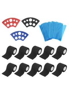 Thoraya 200pcs Blue Tattoo Pen Machine Covers with 10pcs Grip Tapes 3pcs Ink Cup Holder Stand Elastic Bandages Tattoo Supplies Black  - Image 1