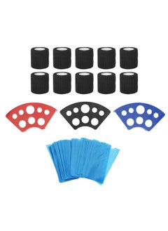 Thoraya 200pcs Blue Tattoo Pen Machine Covers with 10pcs Grip Tapes 3pcs Ink Cup Holder Stand Elastic Bandages Tattoo Supplies Black  - Image 4