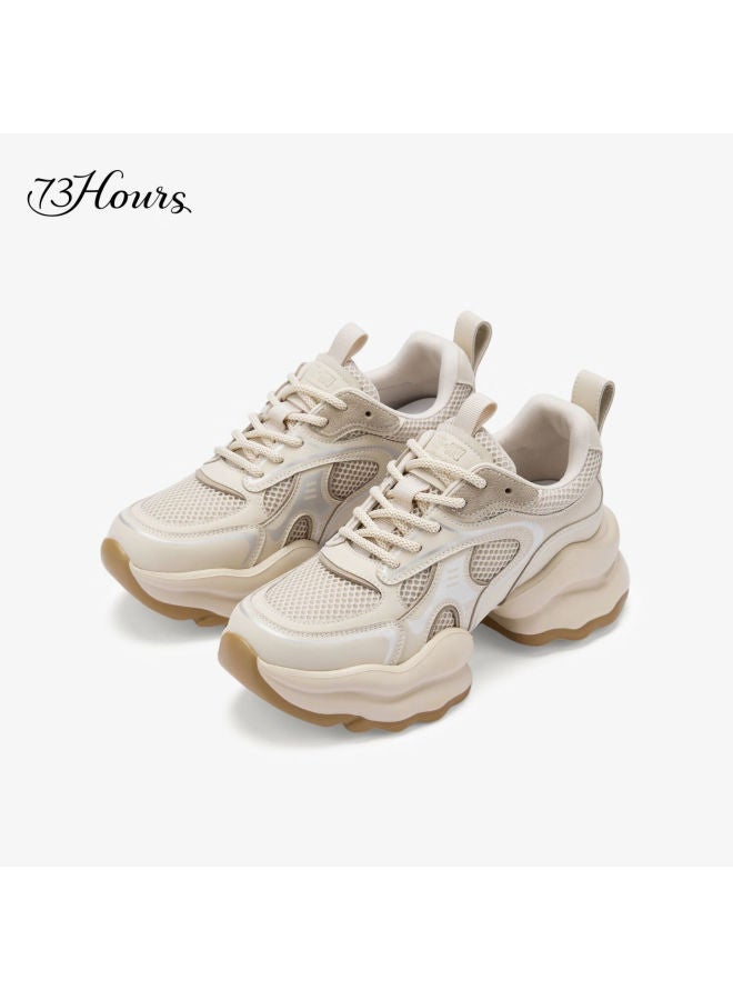73hours حذاء رياضي للنساء، ستايل White Deer، Coconut Milk Jelly 25 جديد سميك النعل يزيد الطول رياضية عادية أحذية أبي للنساء - Image 1