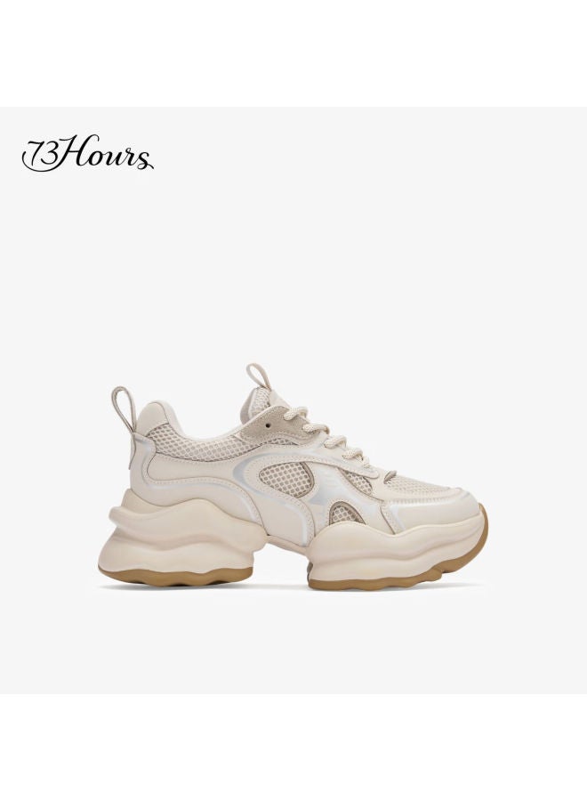 73hours حذاء رياضي للنساء، ستايل White Deer، Coconut Milk Jelly 25 جديد سميك النعل يزيد الطول رياضية عادية أحذية أبي للنساء - Image 2