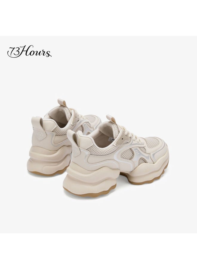 73hours حذاء رياضي للنساء، ستايل White Deer، Coconut Milk Jelly 25 جديد سميك النعل يزيد الطول رياضية عادية أحذية أبي للنساء - Image 4