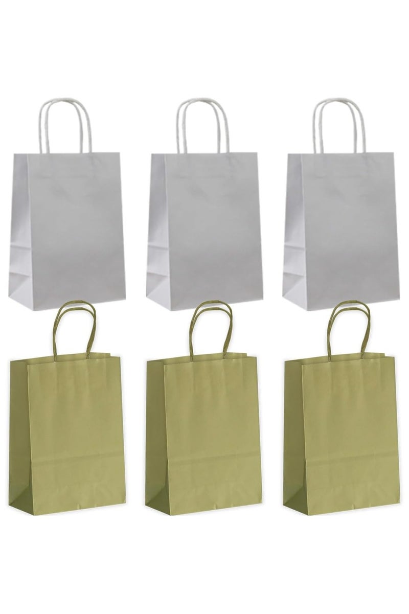 ThePartyPopper 6 Pcs Gift Bags with Handle, Kraft Paper Bags 36 X 21 cm, Goodie Bags for Sweets, Candy & Gift for Kids Birthday, Wedding Party Supplies, Party Favor Bags - Image 1