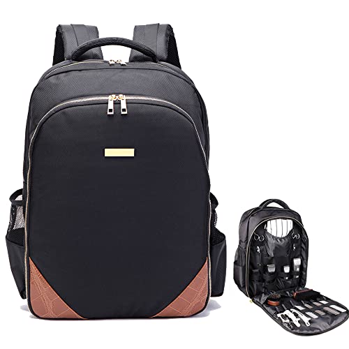 MAXPAND Travel Bag for Clippers and Supplies Hairstylist Backpack for Tools Barber Clipper Bag for Hairdresser with PU(with Brown PU), 19 inches - Image 1