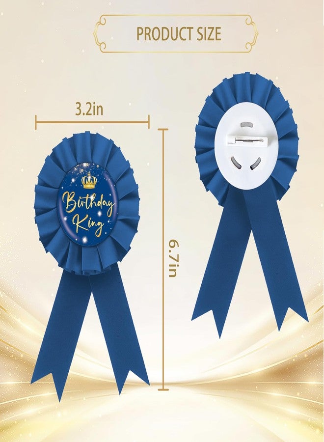 ROSTYAKZ دبوس شارة عيد ميلاد الملك من الصفيح، دبوس زر عيد ميلاد سعيد للولد مزين بوردة زرقاء، دبوس شارة عيد ميلاد الملك للرجال على شكل تاج، أزرار بروش عيد ميلاد الرجل، لوازم حفلات عيد ميلاد الملك - Image 3