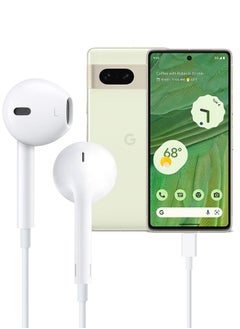 BOLICE USB C Headphones Compatiable with Google Pixel 7 USB C In-Ear Headphones with Microphone Volume Control and Pure Sound White  - Image 1