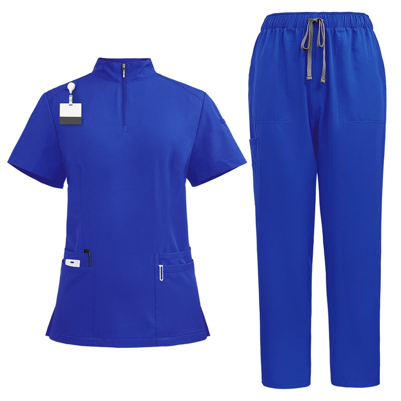 Zipper Front Stand Collar Medical Scrub Set for Hospital Staff, S-XXL, Assorted Colors - Image 5