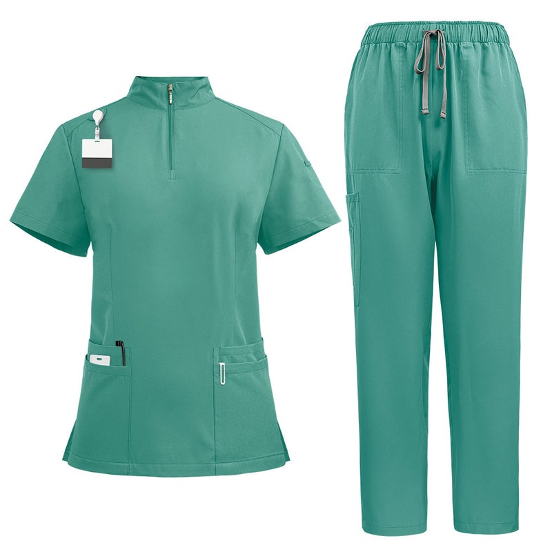 Zipper Front Stand Collar Medical Scrub Set for Hospital Staff, S-XXL, Assorted Colors - Image 3