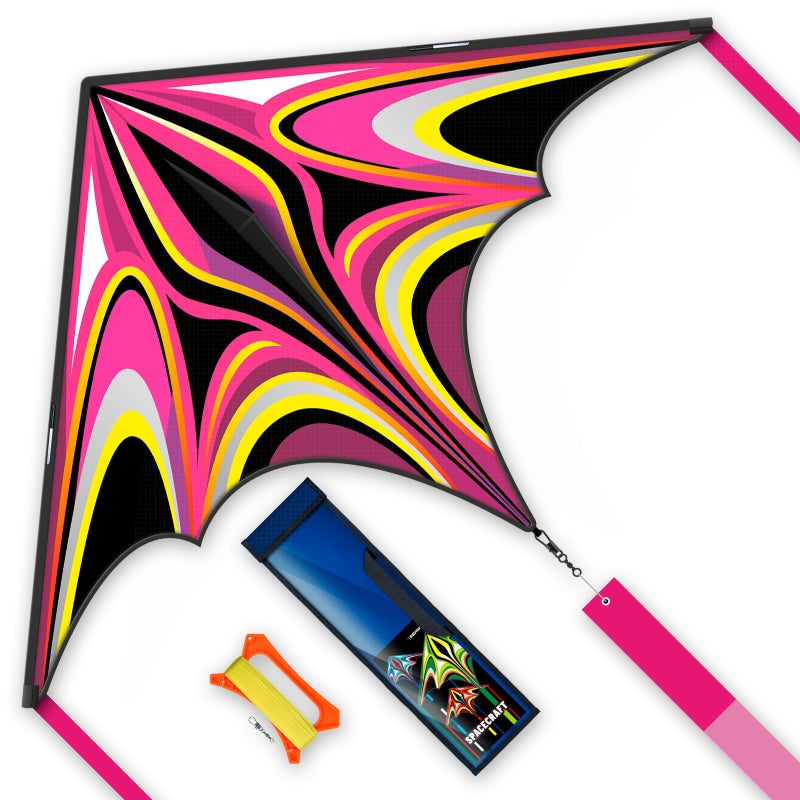 SGftre Delta Pink Kite Easy to Fly Large Kites for Kids and Adults Sturdy and Durable Beach Kites for Family Outdoor Games Activities Ideal for High Altitude Flying Pink - Image 3